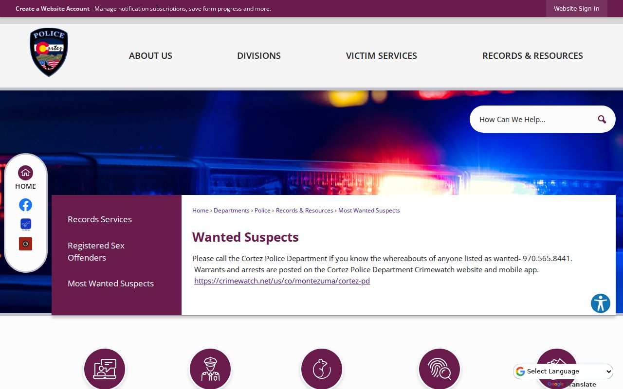 City of Cortez official link-only most wanted instructions